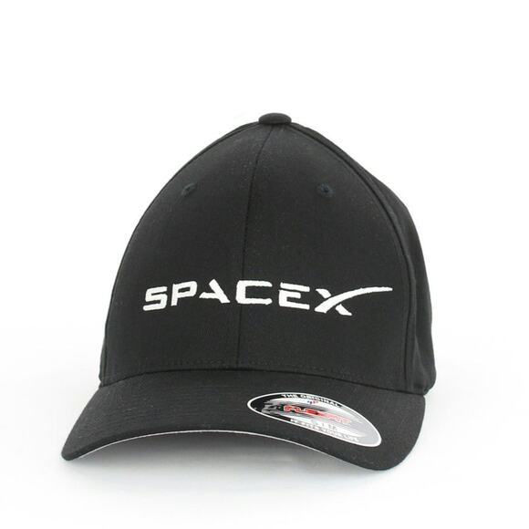 SpaceX Flexfit Black Baseball Cap S/M - Picture 1 of 5